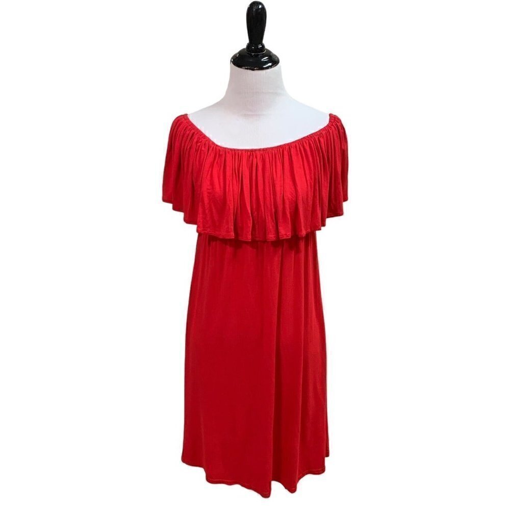 Buffalo Women’s M Medium Off The Shoulder Mini Dress Ruffles Red Lightweight